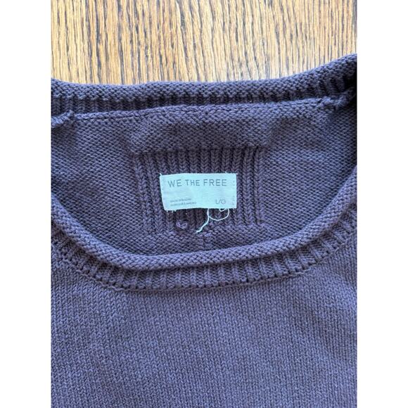 We The Free Free People Ella Roll Neck Knit Sweater Women's Brown L Oversized - Picture 5 of 8